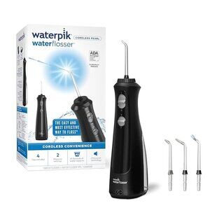 Waterpik Cordless Pearl Rechargeable Portable Water Flosser for Teeth Black